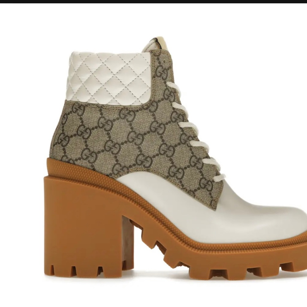 Gucci Beige and White Ankle Boots